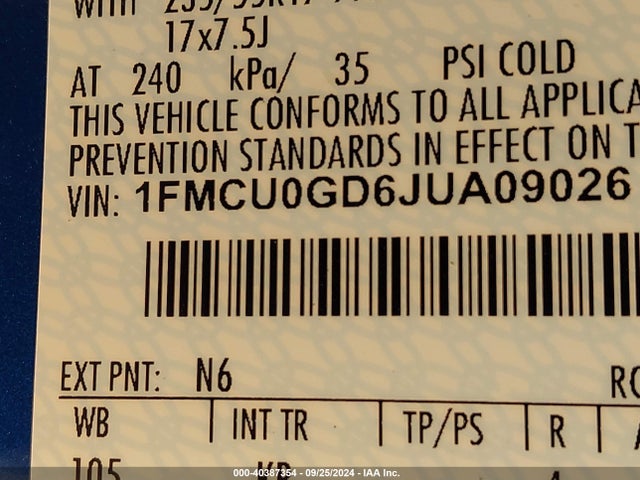Ford ESCAPE SE 2018 1FMCU0GD6JUA09026 Image 9