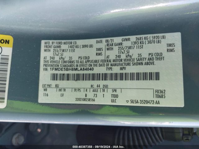 1FMDE5BH8MLA84040 Ford Bronco Big Bend