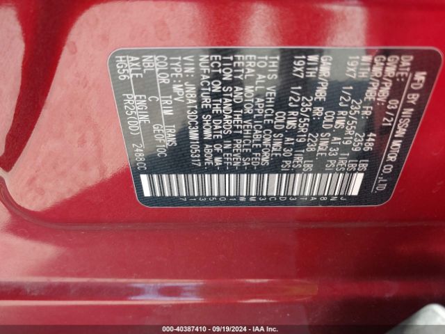 JN8AT3DC3MW105317 Nissan Rogue Platinum Fwd