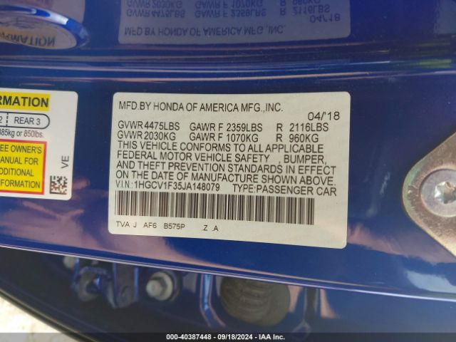 1HGCV1F35JA148079 Honda Accord Sport