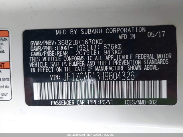 Subaru Brz Premium 2017 JF1ZCAB13H9604326 Image 9