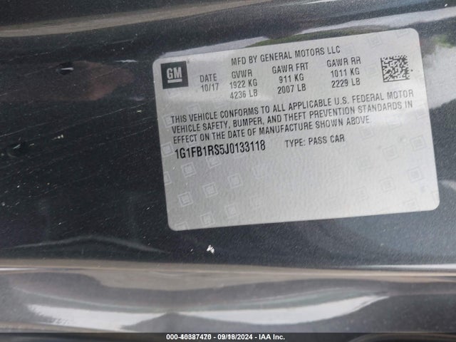 Chevrolet Camaro 1lt 2018 1G1FB1RS5J0133118 Image 9