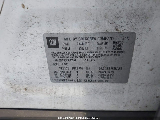Buick Encore Convenience 2016 KL4CJFSB3GB541564 Image 9