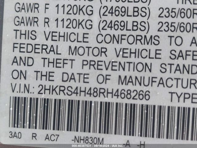 2HKRS4H48RH468266 Honda Cr-v Ex Awd