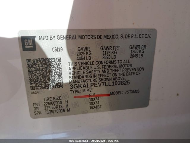 3GKALPEV7LL103825 GMC Terrain Fwd Slt
