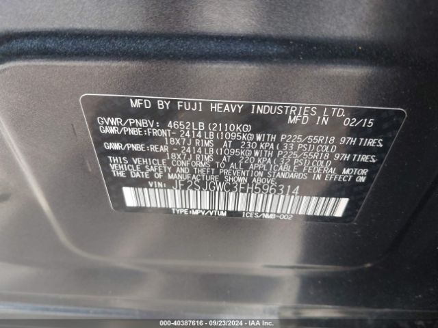 JF2SJGWC3FH596314 Subaru Forester 2.0xt Touring