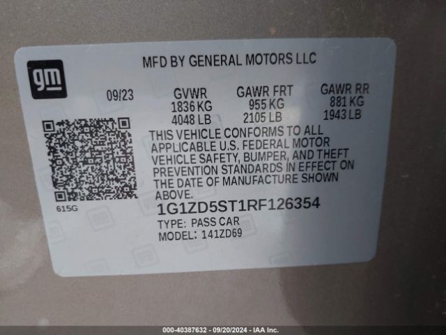 1G1ZD5ST1RF126354 Chevrolet Malibu Fwd 1lt