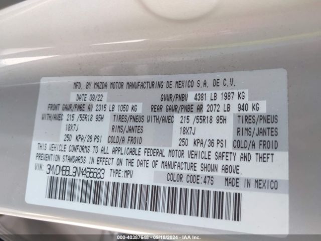 3MVDMBBL9NM455683 Mazda Cx-30 Select