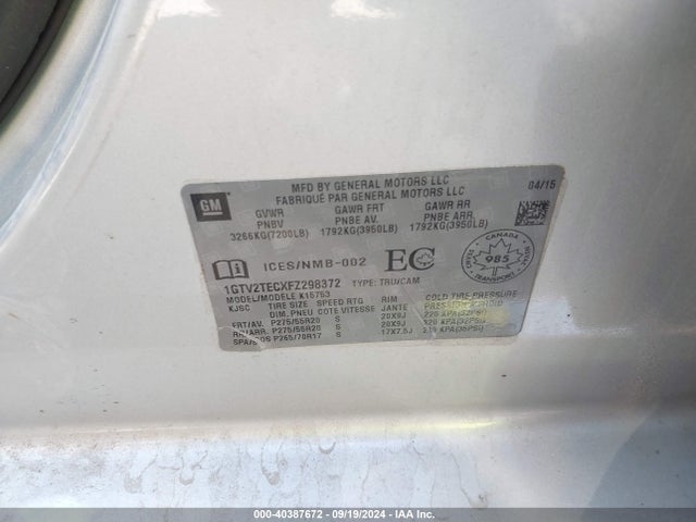 1GTV2TECXFZ298372 GMC SIERRA 1500
