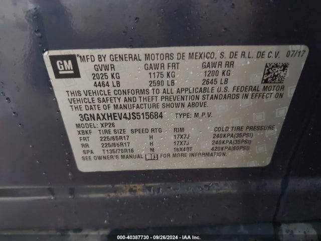 Chevrolet EQUINOX LS 2018 3GNAXHEV4JS515684 Image 9