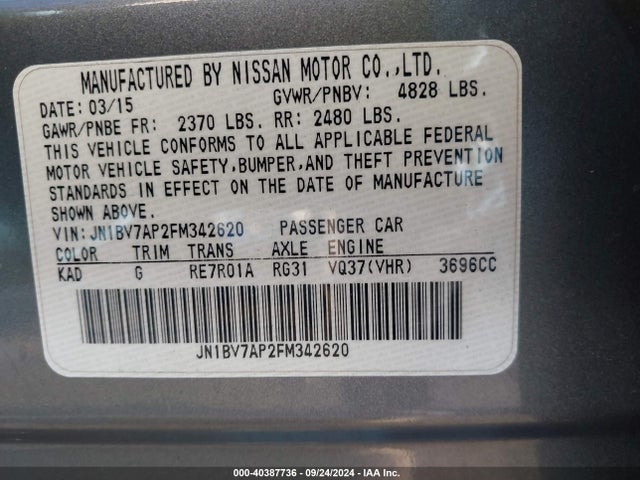 JN1BV7AP2FM342620 Infiniti Q50 SPORT
