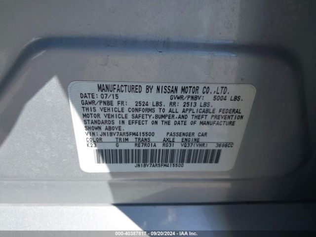JN1BV7AR5FM415500 Infiniti Q50 Premium