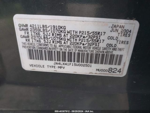 2005 MITSUBISHI OUTLANDER JA4LX41F15U002501 Photo 8