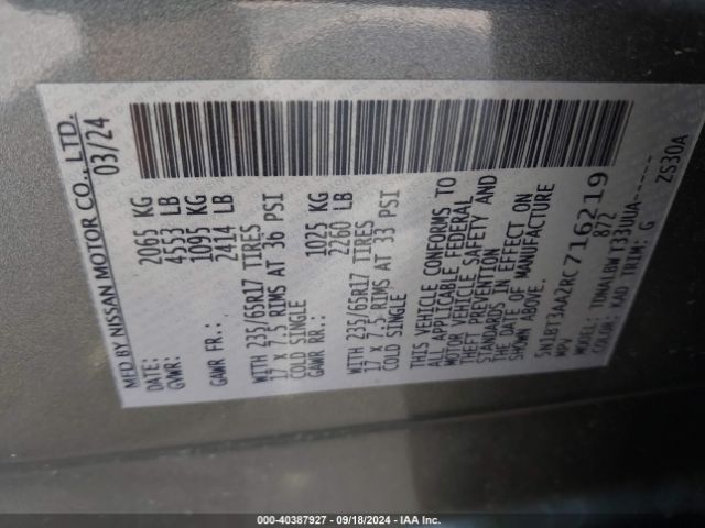 5N1BT3AA2RC716219 Nissan Rogue S Fwd