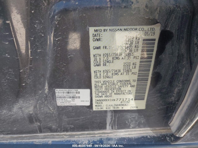 Nissan Frontier Desert Runner 2019 1N6DD0ER1KN771714 Image 9