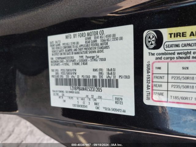 1ZVBP8AM4E5231205 Ford Mustang V6