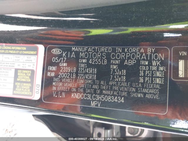 KNDCC3LC3H5083434 KIA NIRO EX