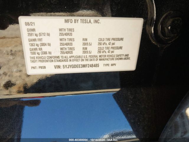 5YJYGDEE3MF248485 Tesla Model Y Long Range Dual Motor All-wheel Drive