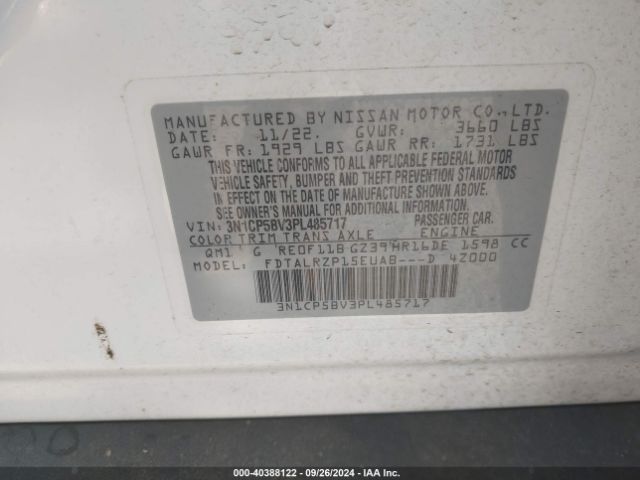 3N1CP5BV3PL485717 Nissan Kicks S Xtronic Cvt