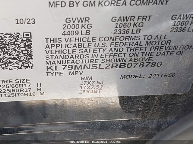 Chevrolet Trailblazer Awd Ls 2024 KL79MNSL2RB078780 Image 9