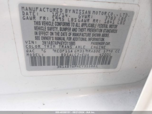 3N1AB7AP4EY311885 Nissan SENTRA S