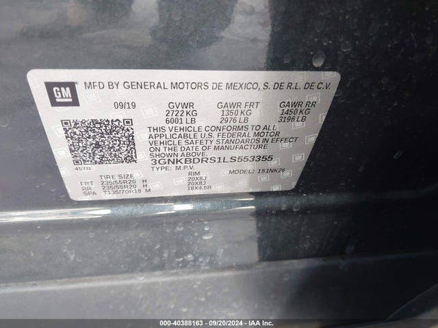Chevrolet Blazer Fwd 3lt 2020 3GNKBDRS1LS553355 Image 9