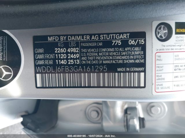 WDDLJ6FB3GA161295 Mercedes-Benz Cls 400