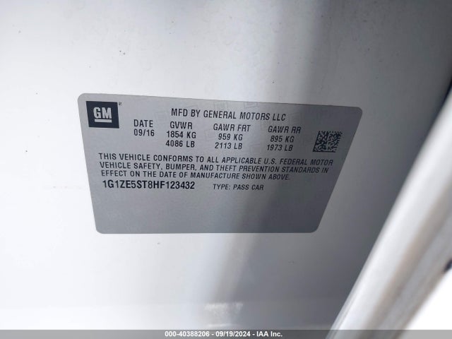1G1ZE5ST8HF123432 Chevrolet MALIBU 1LT