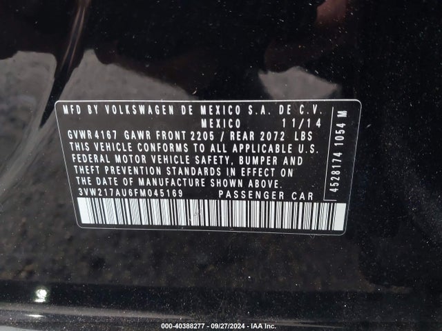 3VW217AU6FM045169 Volkswagen Golf Tsi S 4-door