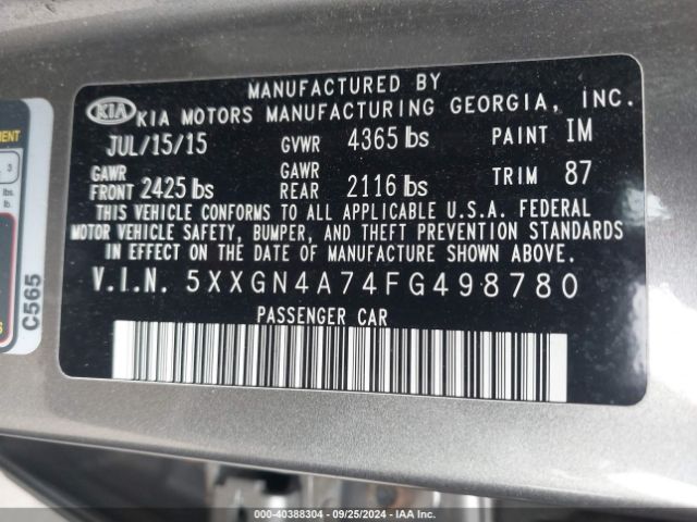 5XXGN4A74FG498780 KIA OPTIMA EX
