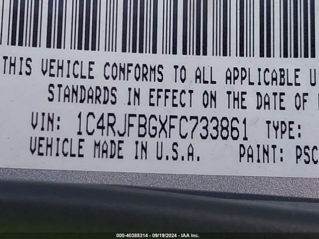 1C4RJFBGXFC733861 Jeep Grand Cherokee Limited
