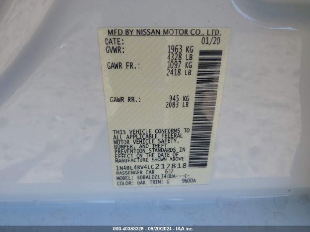 1N4BL4BV4LC217818 Nissan Altima S Fwd