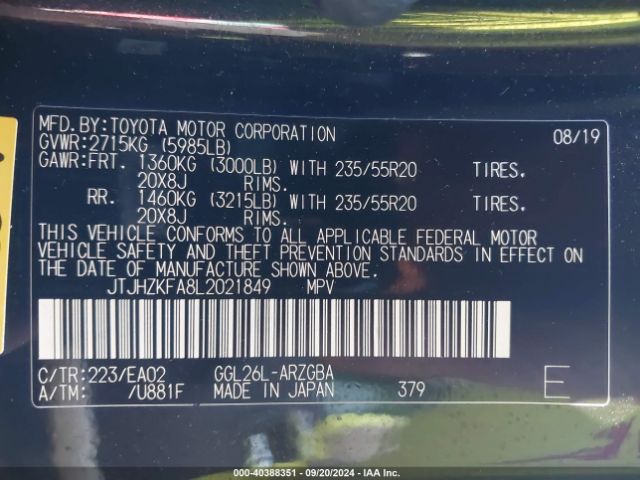 JTJHZKFA8L2021849 Lexus Rx 350l