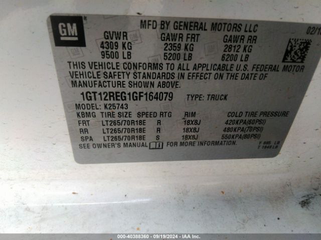 1GT12REG1GF164079 GMC SIERRA 2500HD