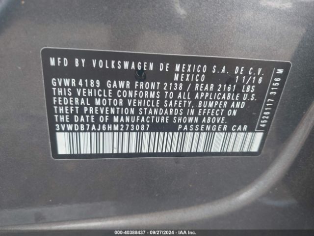 3VWDB7AJ6HM273087 Volkswagen Jetta 1.4t Se