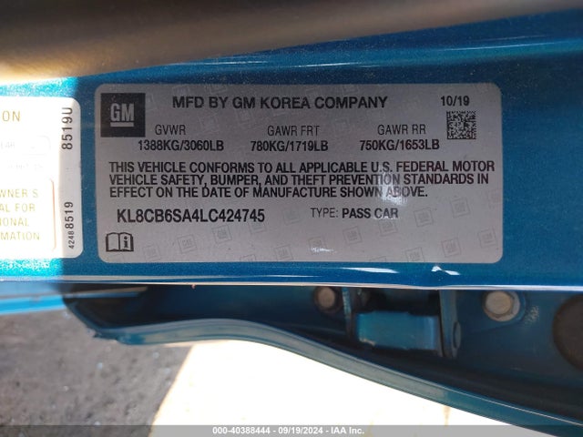 Chevrolet Spark Fwd Ls Automatic 2020 KL8CB6SA4LC424745 Image 9