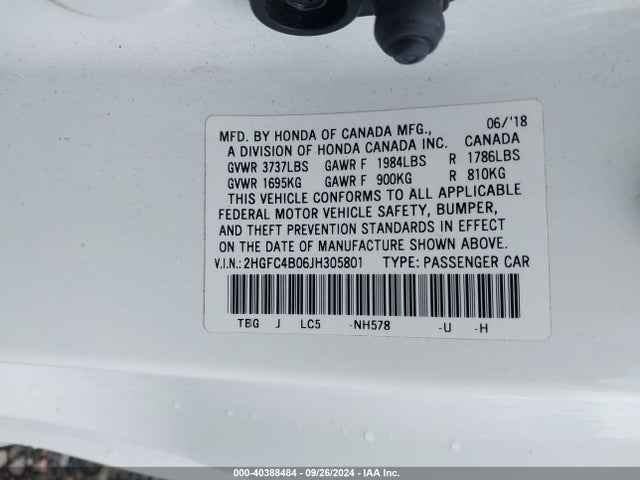 Honda Civic Lx-p 2018 2HGFC4B06JH305801 Image 9