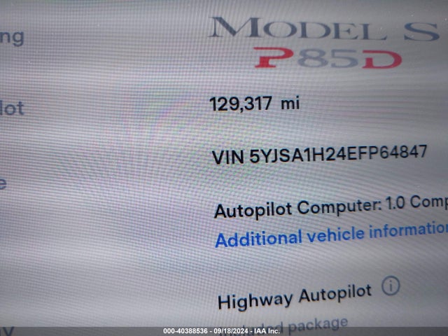 Tesla Model S P85d 2014 5YJSA1H24EFP64847 Image 15