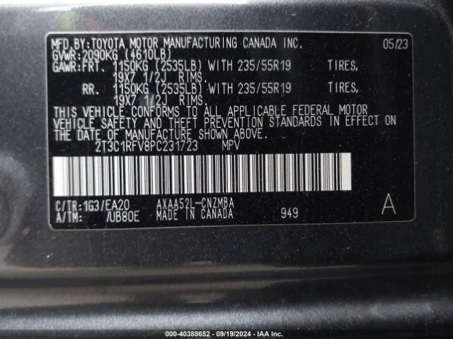 2T3C1RFV8PC231723 Toyota Rav4 Xle Premium