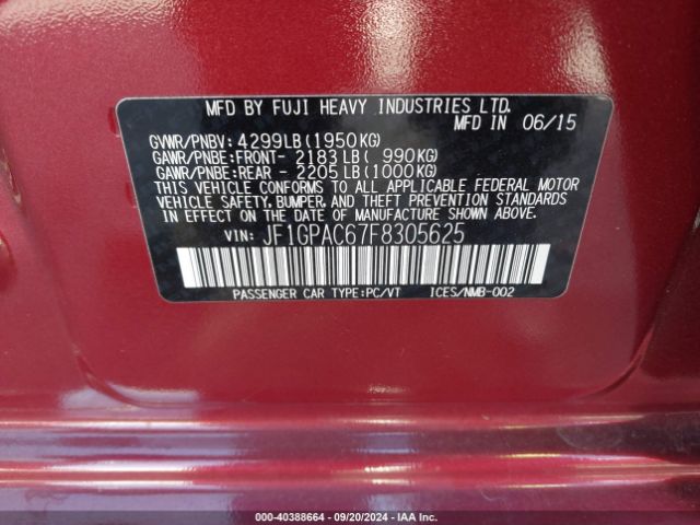 JF1GPAC67F8305625 Subaru Impreza 2.0i Premium