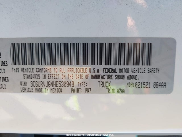 3C6URVJG4HE530949 RAM Promaster 3500 Cargo Van High Roof 159 Wb Ext