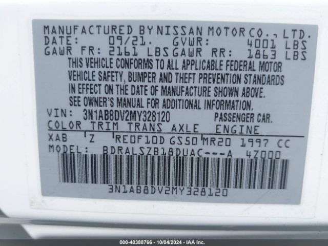 3N1AB8DV2MY328120 Nissan Sentra Sr Xtronic Cvt