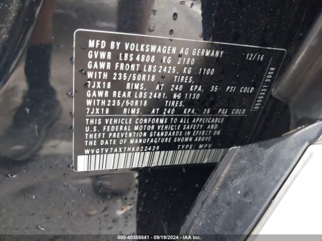 WVGTV7AX7HK022429 Volkswagen Tiguan 2.0t Sport