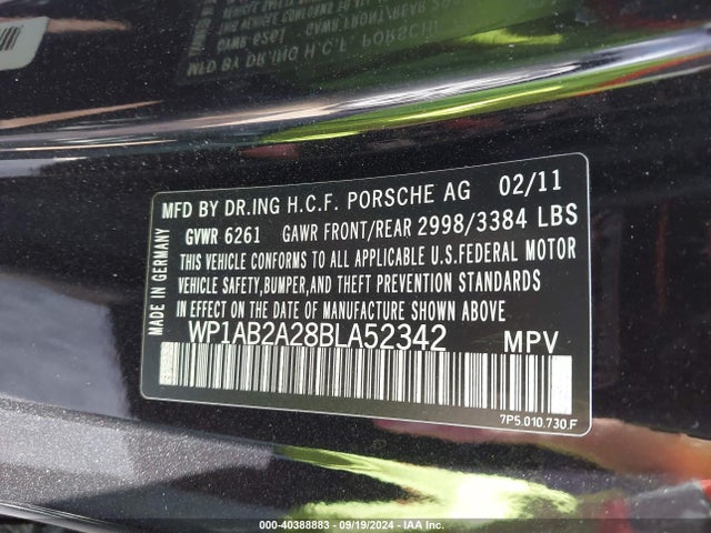 2011 PORSCHE CAYENNE WP1AB2A28BLA52342 Photo 8