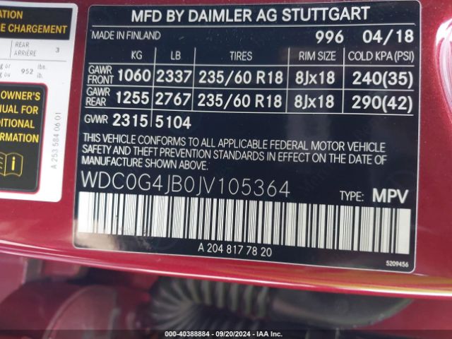 WDC0G4JB0JV105364 Mercedes-Benz GLC 300
