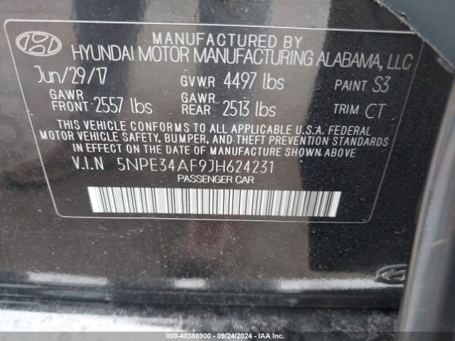 5NPE34AF9JH624231 Hyundai Sonata Sport