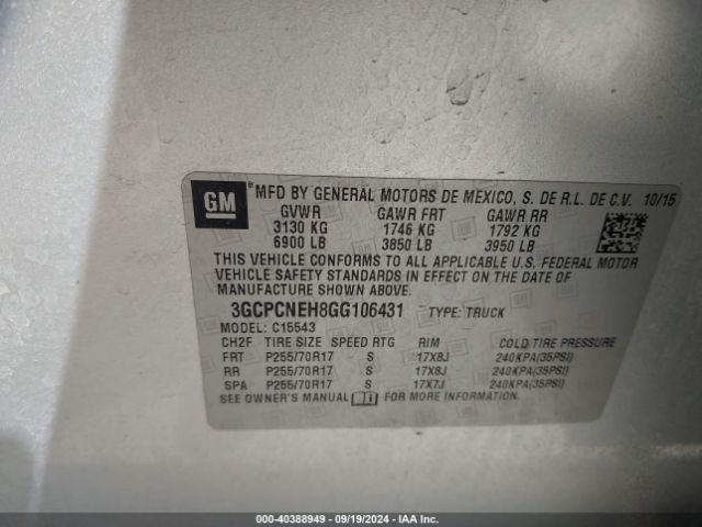 3GCPCNEH8GG106431 Chevrolet Silverado 1500 Wt