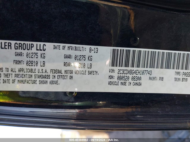 Dodge Charger Se 2014 2C3CDXBG4EH107743 Image 9