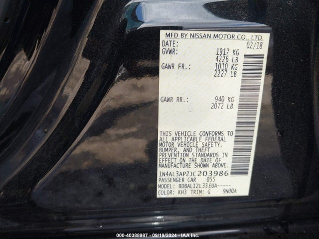 Nissan Altima 2.5 Sv 2018 1N4AL3AP2JC203986 Image 9