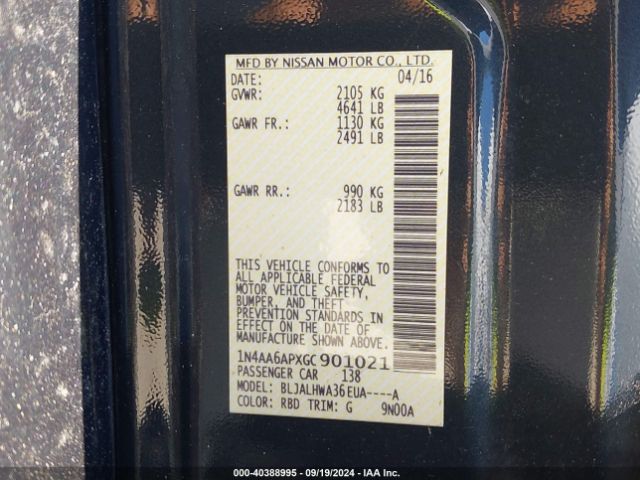 1N4AA6APXGC901021 Nissan Maxima 3.5 Platinum